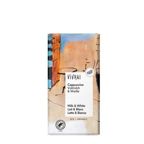 Vivani Chokolade - Mælke- og Hvid Chokolade med Cappuccino - 100 Gram - ØKO