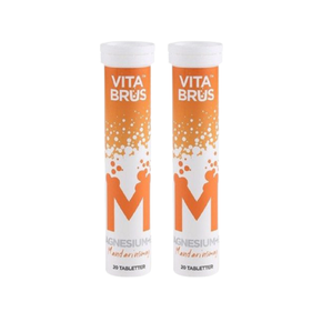 2 x Vitabrus Magnesium +B6 Brusetablet Mandarinsmag